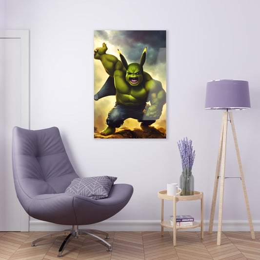Discover the fascinating duality of gentleness and raw strength with our "Hulkchu" acrylic print. Created with meticulous detail, this piece serves as a compelling centerpiece in any modern décor, inviting admiration and discussion around tales of resilience and transformation.
