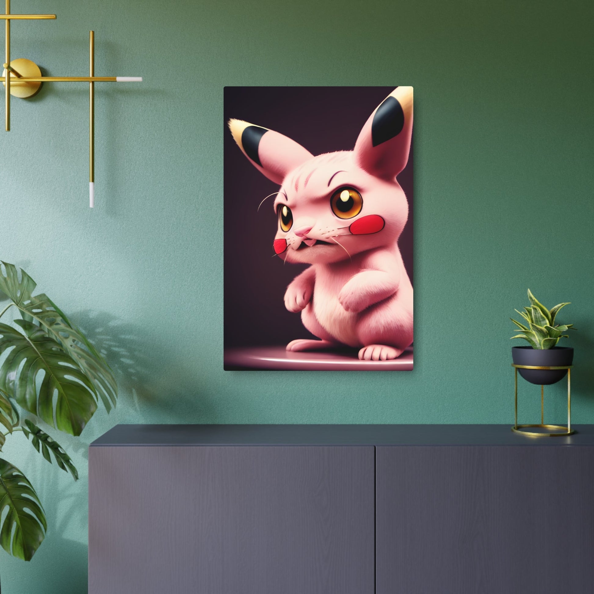 Pink Panchu Metal Art Sign - Pokestalgia LLC