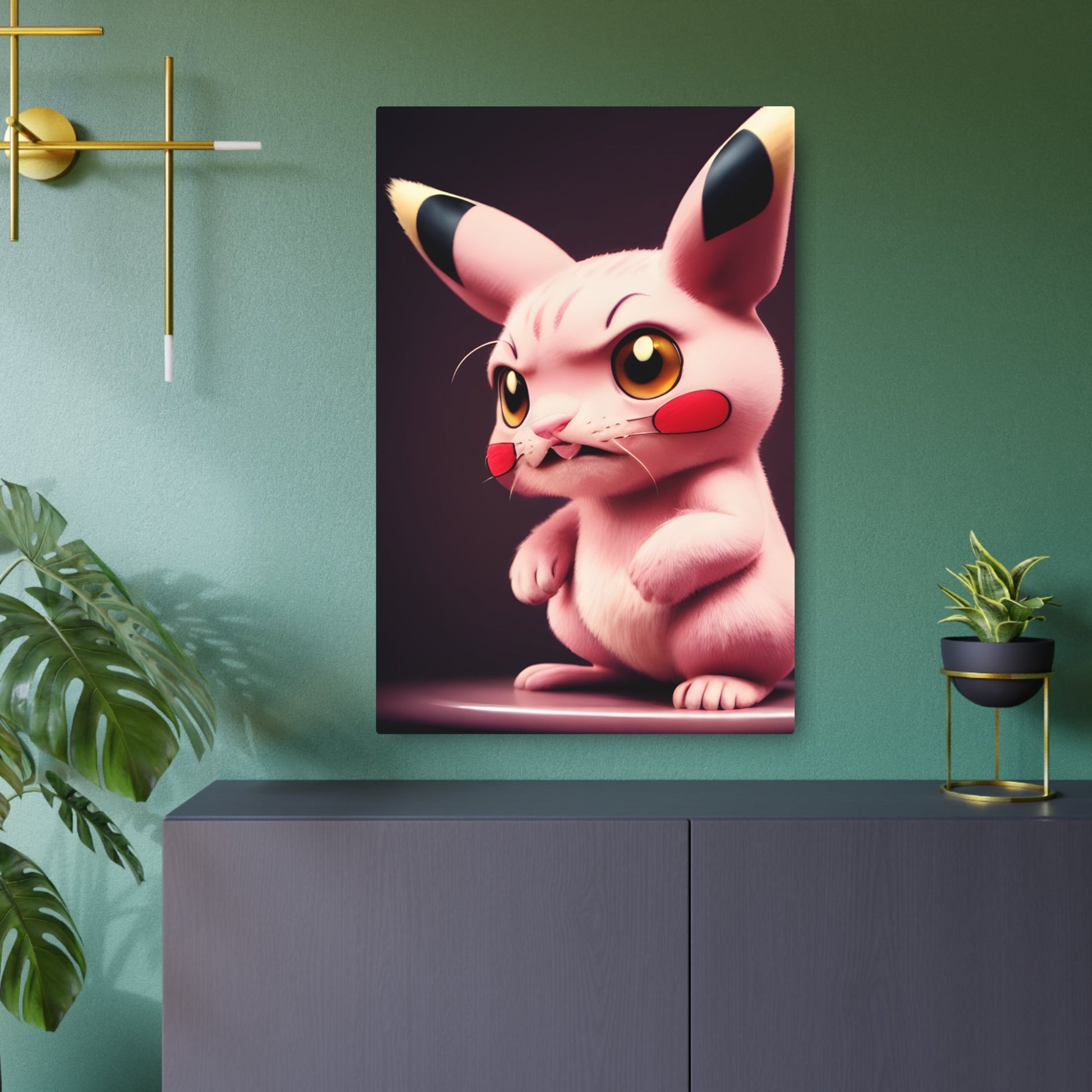 Pink Panchu Metal Art Sign - Pokestalgia LLC