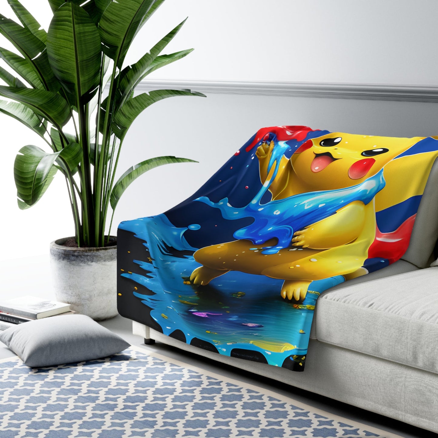 Prismatic Deluge Sherpa Fleece Blanket - Pokestalgia LLC