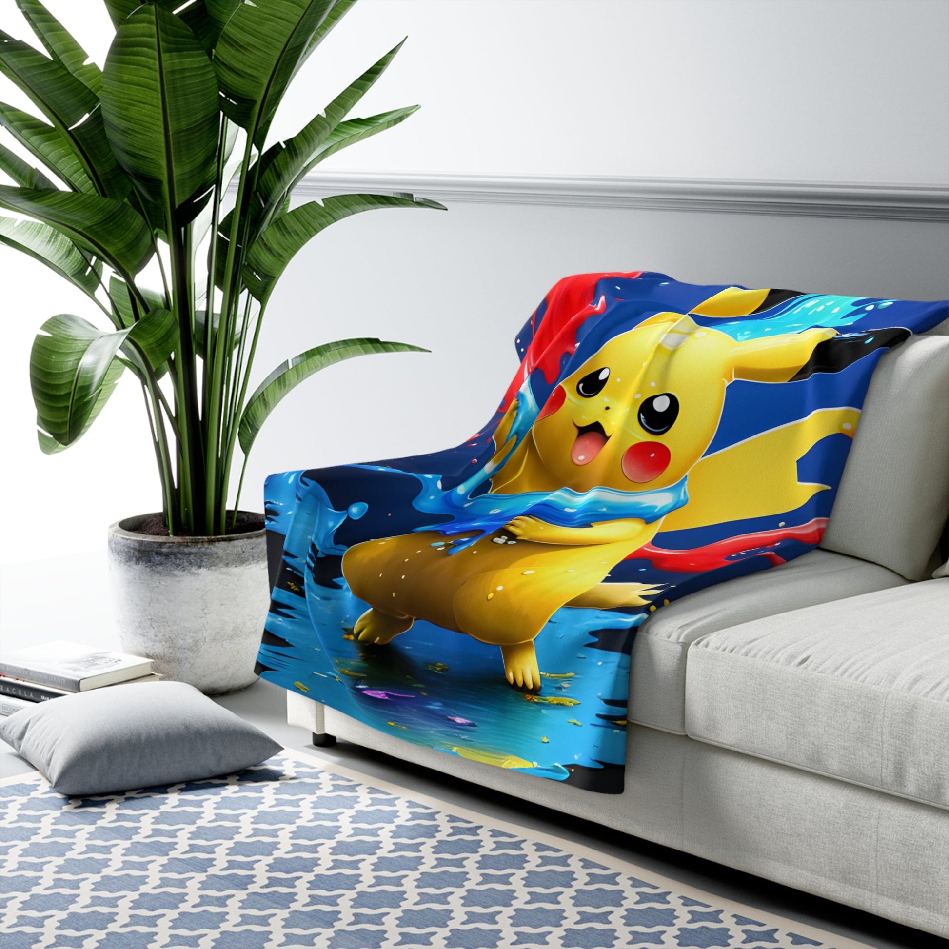 Prismatic Deluge Sherpa Fleece Blanket - Pokestalgia LLC