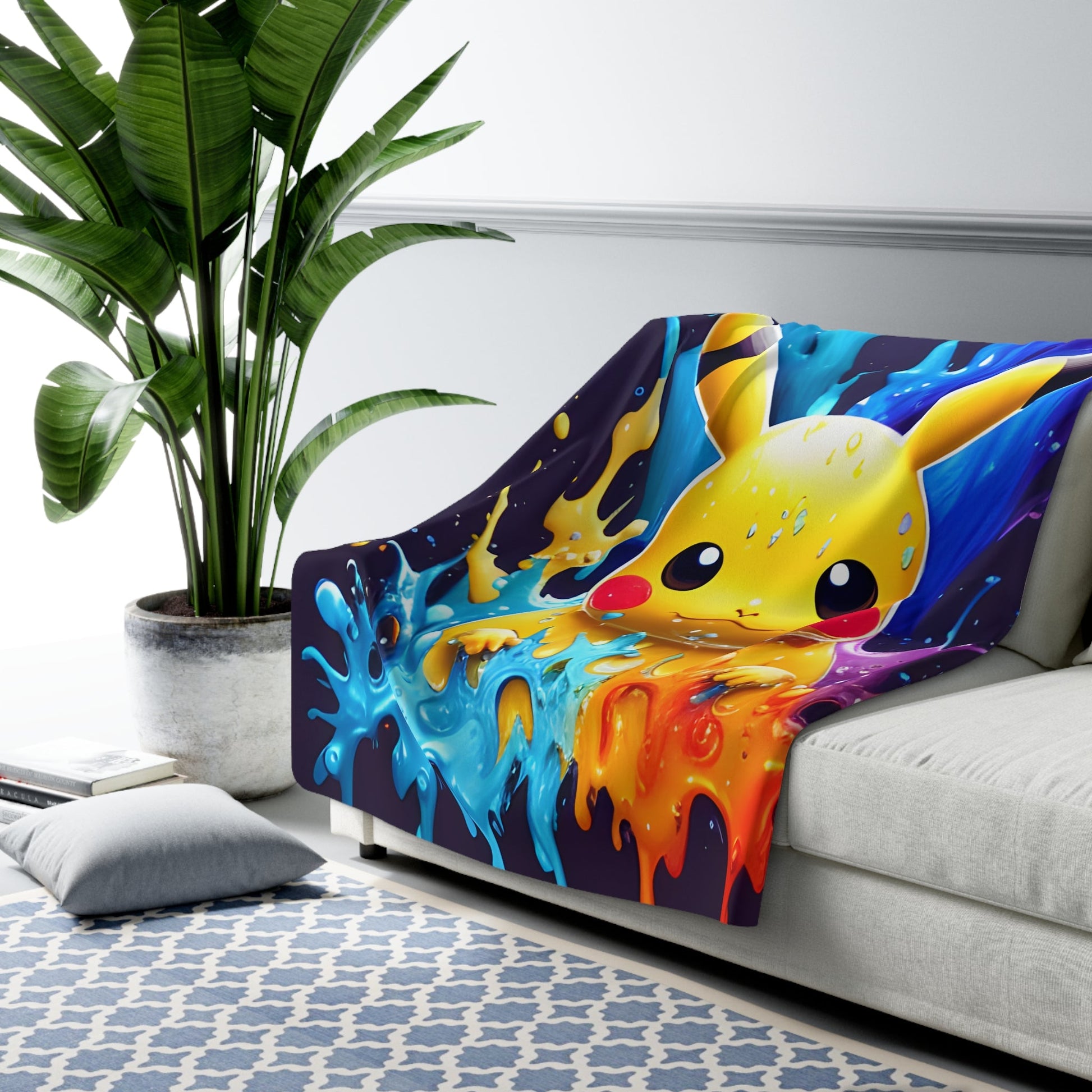 Turquoise Tsunami Sherpa Fleece Blanket - Pokestalgia LLC